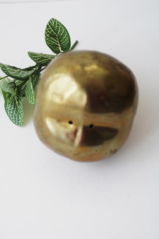 photo of vintage brass pear, decorative life size fruit or Christmas ornament pear tree #4