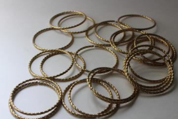 catalog photo of vintage brass plated curtain rings, rope twisted metal hoops like big bangles