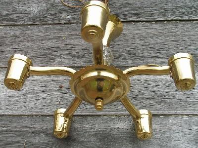 photo of vintage brass and glass hanging lamp #3