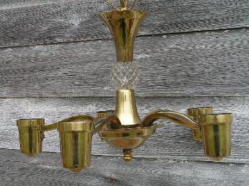 catalog photo of vintage brass and glass hanging lamp