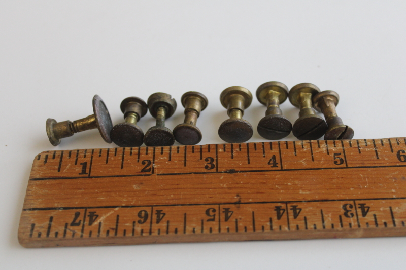 photo of vintage brass saw bolts, lot of salvaged hardware from old tools  #2