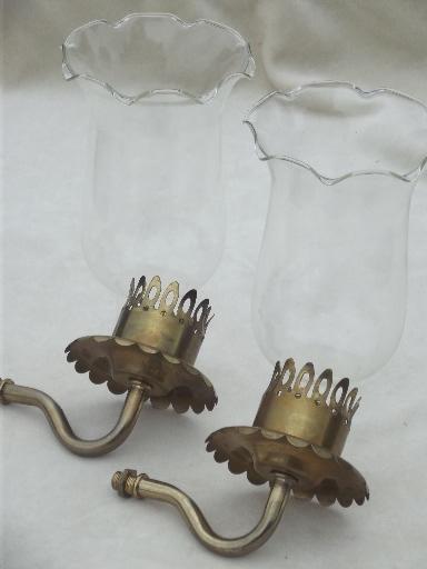 photo of vintage brass sconce lamps / wall mount lights set, vintage lighting parts #1