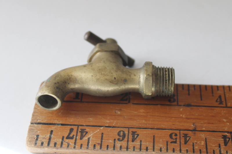 photo of vintage brass spigot valve, tiny solid brass faucet with tap handle, industrial hardware  #2