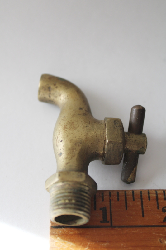 photo of vintage brass spigot valve, tiny solid brass faucet with tap handle, industrial hardware  #3