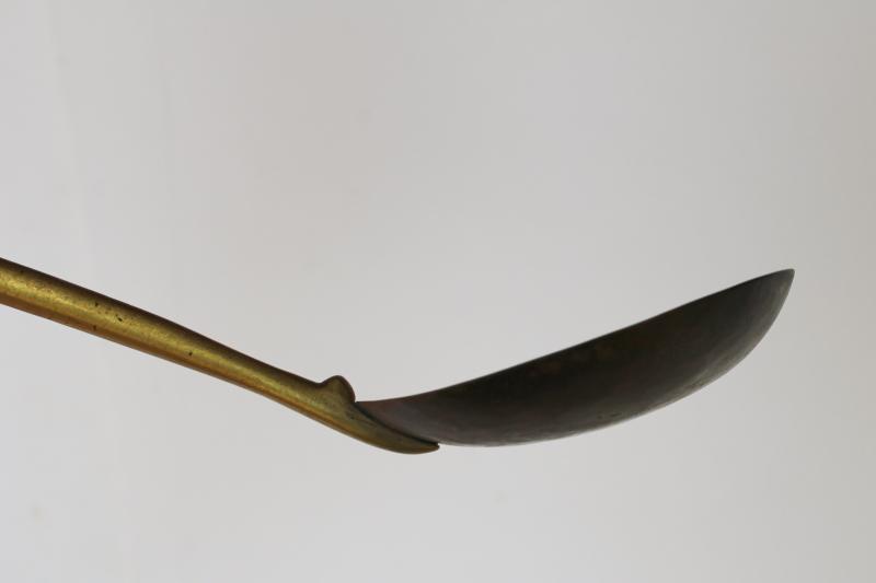 photo of vintage brass spoon w/ dragon handle, small brass ladle from Thailand Siam? #7