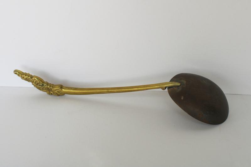 photo of vintage brass spoon w/ dragon handle, small brass ladle from Thailand Siam? #8