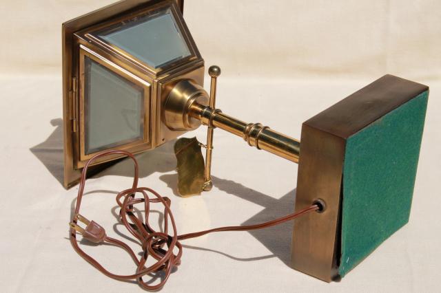 photo of vintage brass 'street lamp' electric desk light w/ metal lantern shade #3
