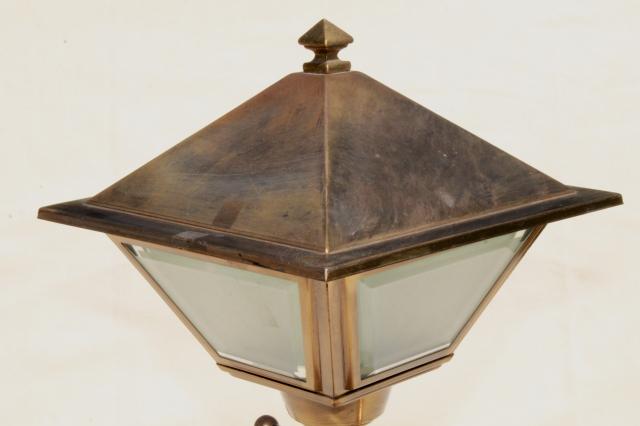 photo of vintage brass 'street lamp' electric desk light w/ metal lantern shade #10