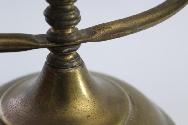 photo of vintage brass table lamp, glass hurricane w/ filigree metal shade, bohemian style #16