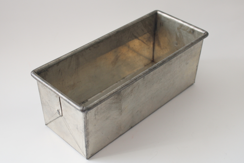 photo of vintage bread baking pan sturdy folded corners loaf shape, Bake King type tinned steel pan  #1