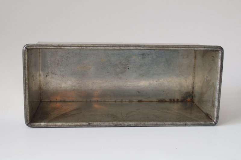 photo of vintage bread baking pan sturdy folded corners loaf shape, Bake King type tinned steel pan  #2
