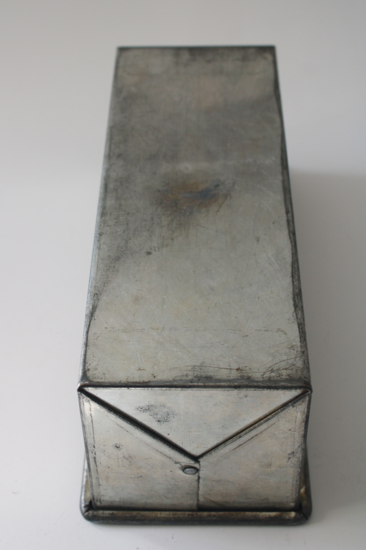 photo of vintage bread baking pan sturdy folded corners loaf shape, Bake King type tinned steel pan  #3