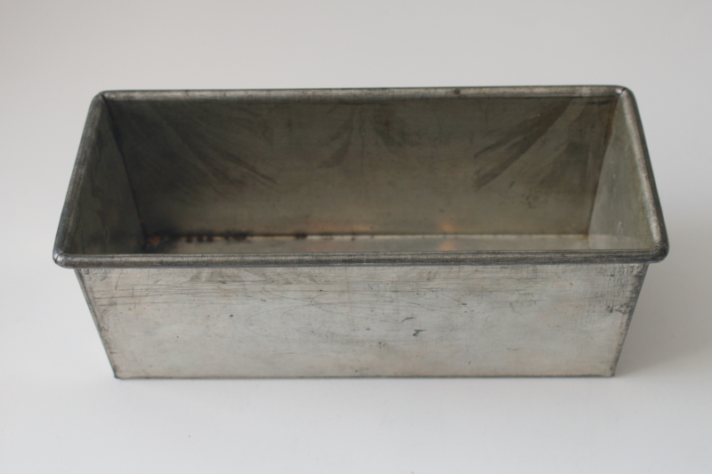 photo of vintage bread baking pan sturdy folded corners loaf shape, Bake King type tinned steel pan  #7
