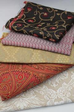 catalog photo of vintage brocade fabric, brocades & jacquard upholstery fabrics, decorator fabric lot