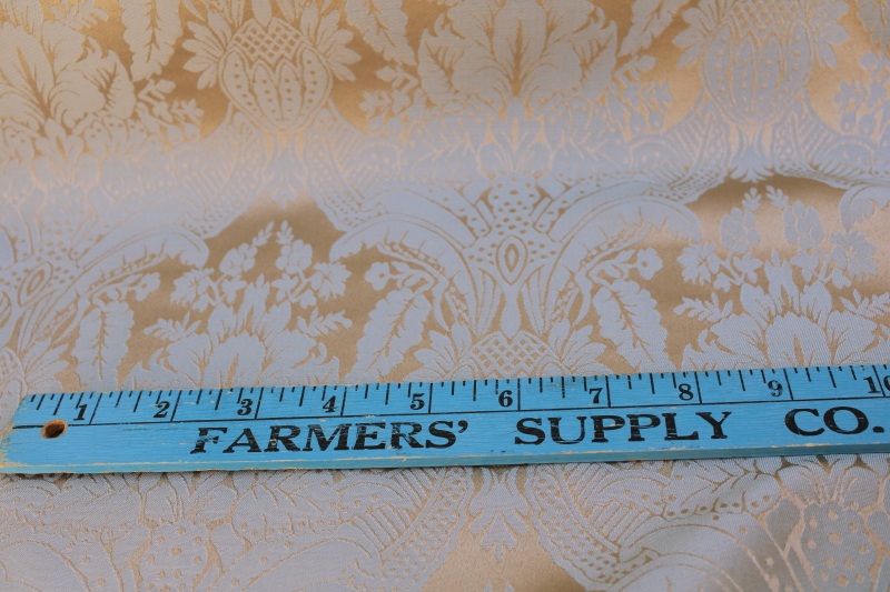 photo of vintage brocade fabric, french blue & bronze soft silky poly for decor or fashion sewing #3