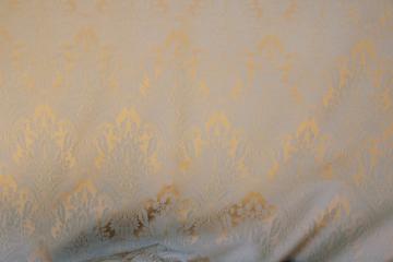 vintage brocade fabric, french blue & bronze soft silky poly for decor or fashion sewing