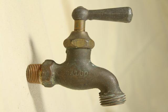 photo of vintage bronze tap faucet, CALCO California Brass solid cast plumbing #1