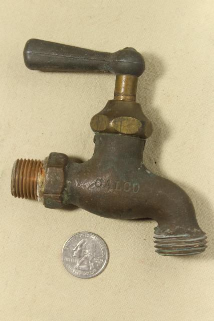 photo of vintage bronze tap faucet, CALCO California Brass solid cast plumbing #6