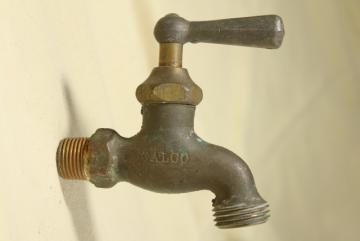 catalog photo of vintage bronze tap faucet, CALCO California Brass solid cast plumbing