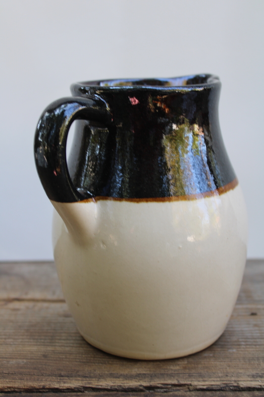 photo of vintage brown & tan stoneware pitcher, Robinson Ransbottom pottery RRP Roseville Ohio  #5