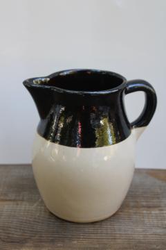 vintage brown & tan stoneware pitcher, Robinson Ransbottom pottery RRP Roseville Ohio 