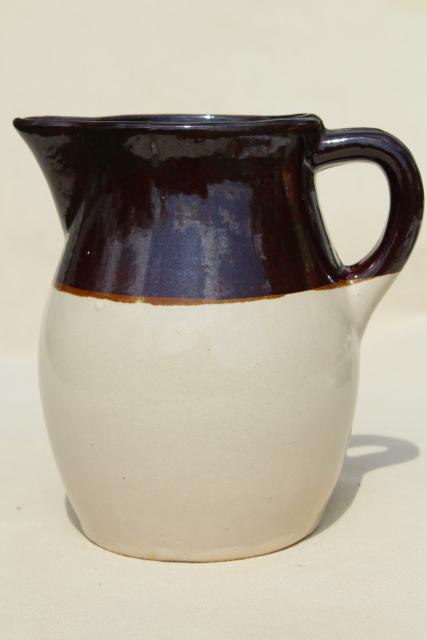 photo of vintage brown band stoneware pitcher or milk jug, RRP Robinson Ransbottom pottery Roseville #2