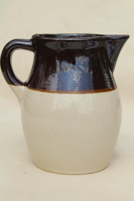 photo of vintage brown band stoneware pitcher or milk jug, RRP Robinson Ransbottom pottery Roseville #4