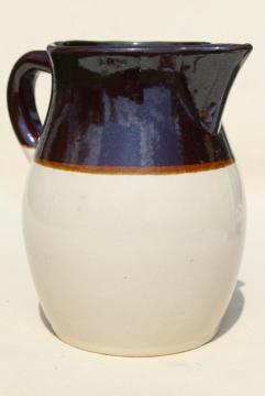 catalog photo of vintage brown band stoneware pitcher or milk jug, RRP Robinson Ransbottom pottery Roseville