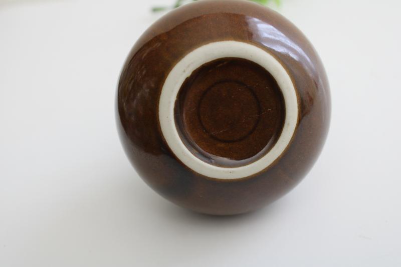 photo of vintage brown drip glaze ceramic tiny vase, minimalist mod neutral decor #4