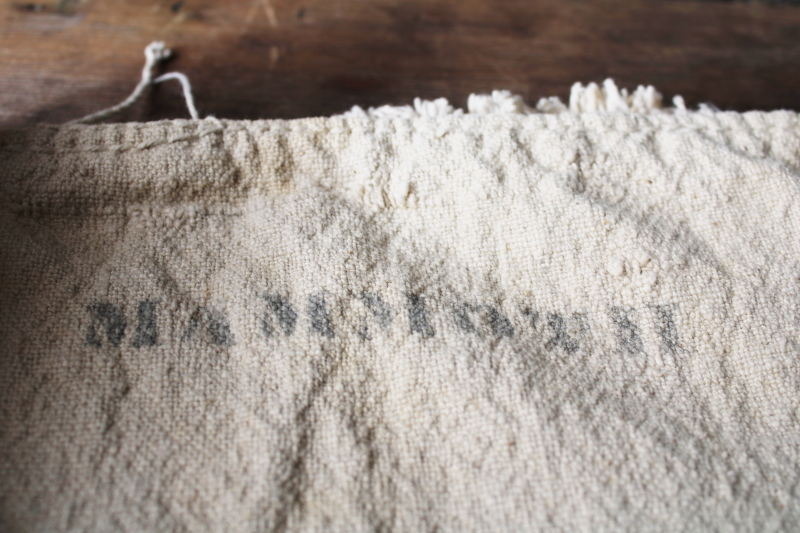 photo of vintage brown stripe grain sack, Chase seamless feed bag, heavy cotton homespun fabric #3