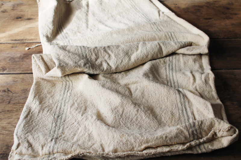 photo of vintage brown stripe grain sack, Chase seamless feed bag, heavy cotton homespun fabric #7