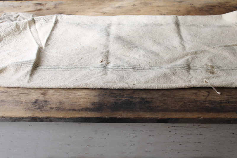 photo of vintage brown stripe grain sack, Chase seamless feed bag, heavy cotton homespun fabric #8