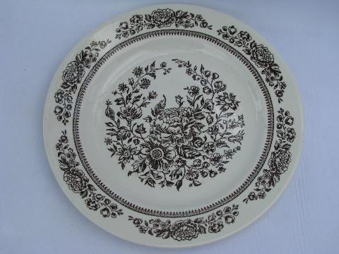 photo of vintage brown transferware Sussex pattern Royal ironstone china, plates & bowls #3