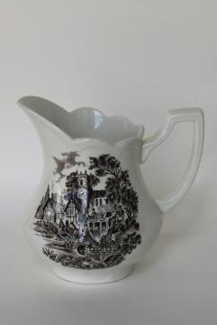 catalog photo of vintage brown transferware cream pitcher or milk jug, Stratford Stage J&G Meakin England