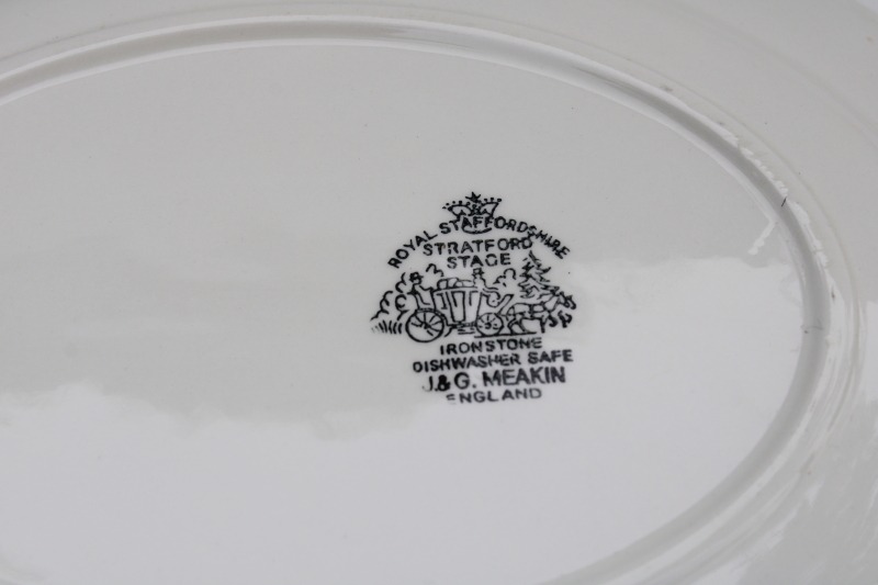 photo of vintage brown transferware ironstone china platter, Stratford Stage English village scene J-G Meakin #6