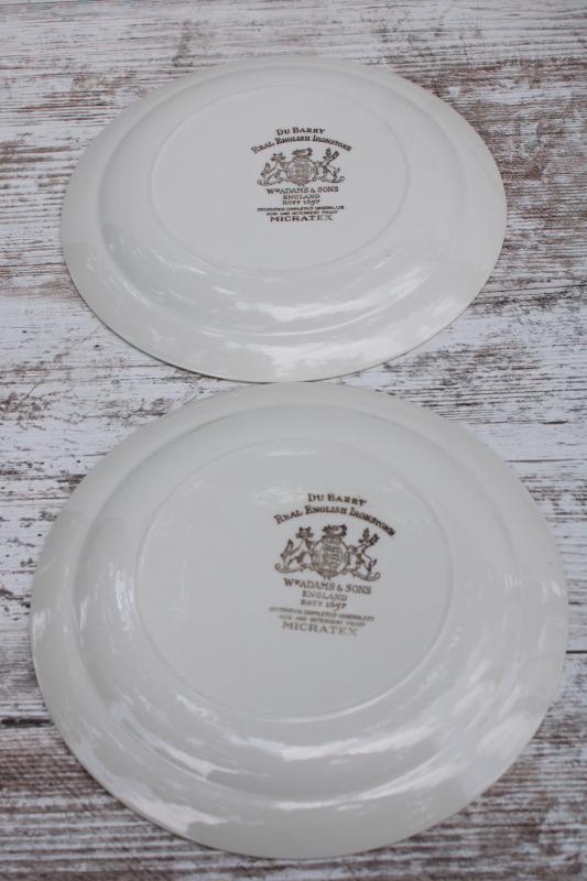 photo of vintage brown transferware white ironstone china salad plates, Du Barry French country pattern  #4