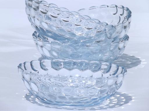 photo of vintage bubble pattern cereal bowls, Anchor Hocking sapphire blue glass #1