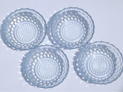 photo of vintage bubble pattern cereal bowls, Anchor Hocking sapphire blue glass #3