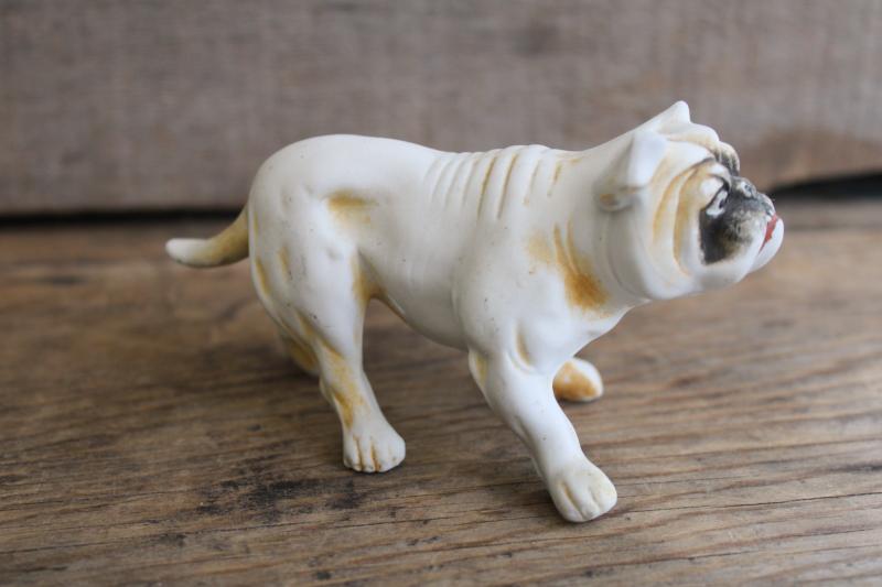 photo of vintage bulldog figurine grumpy growling dog unmarked bisque china, Germany? #2