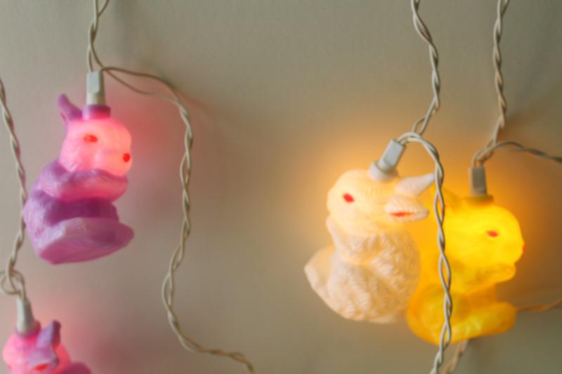 photo of vintage bunny rabbit blow mold fairy lights, holiday party decor or for Easter tree #5
