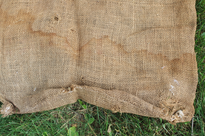 photo of vintage burlap bags, mixed lot old potato sacks w/ farm labels, print graphics #6