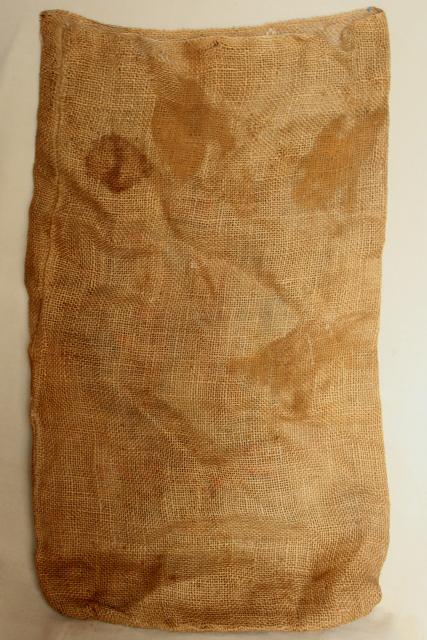 photo of vintage burlap gunny sack, Big K potatoes bright colorful print graphics #5