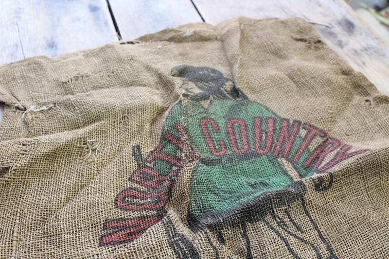 photo of vintage burlap sack, buckskinner frontiersman North Country Potatoes Minnesota #2