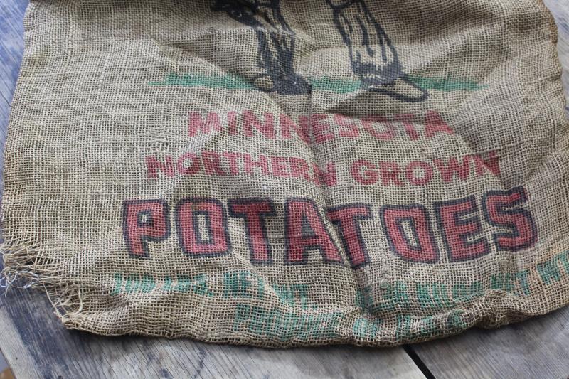 photo of vintage burlap sack, buckskinner frontiersman North Country Potatoes Minnesota #3