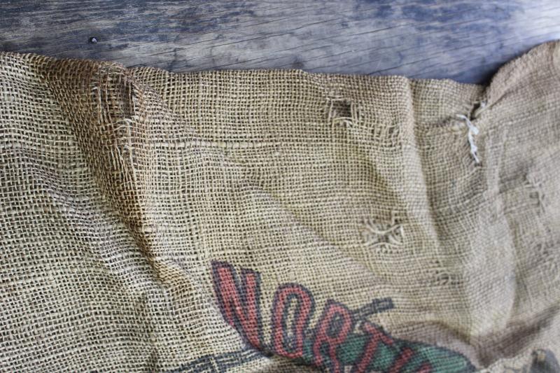 photo of vintage burlap sack, buckskinner frontiersman North Country Potatoes Minnesota #4