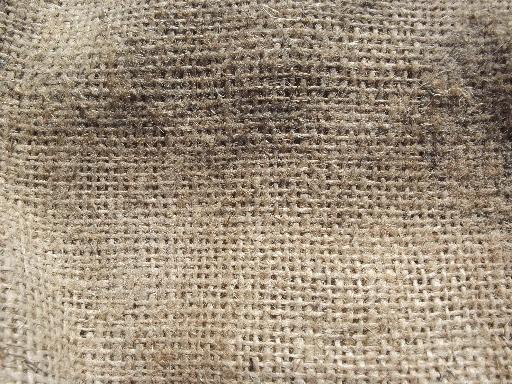 photo of vintage burlap sacks, farm feed bags for primitive old print fabric #4