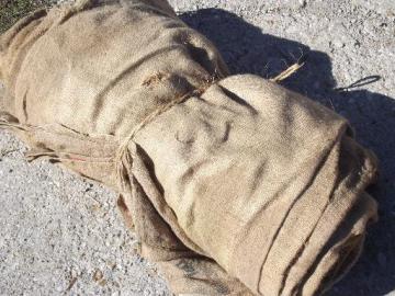 catalog photo of vintage burlap sacks, farm feed bags for primitive old print fabric