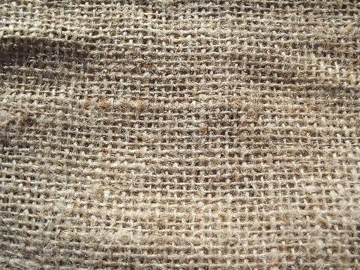 photo of vintage burlap sacks, farm feed bags for primitive old print fabric #4