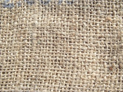 photo of vintage burlap sacks, farm feed bags for primitive old print fabric #4