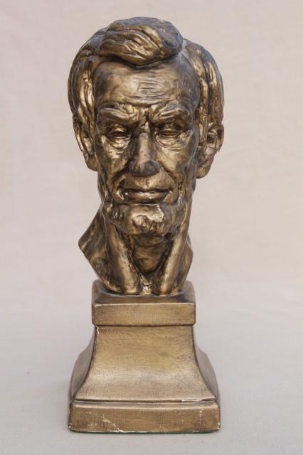 photo of vintage bust of Abraham Lincoln, classical statuary chalkware figure #2
